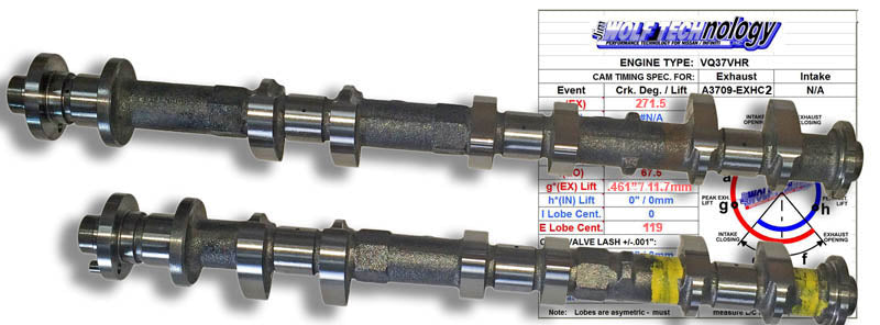 JWT CAMS VQ37VHR C2 EXH ONLY 271 DEG/.461" MUST USE JWT SPRING SET, OEM DLC LIFTER — A3709-EXHC2