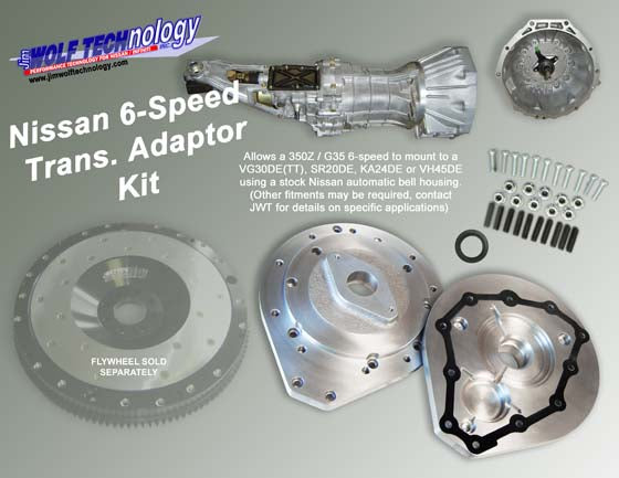 Jwt adapter kit to use z33 trans on sr20 rwd engine, use jwt 6 speed flywheel only — l6spd srrwd