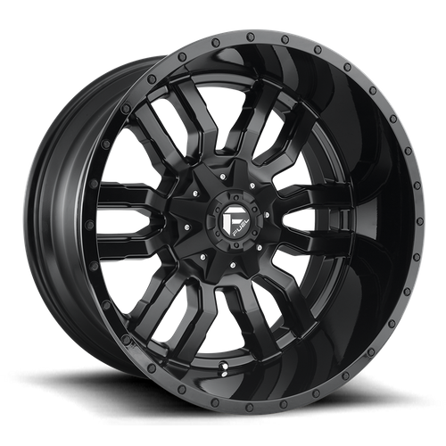 Fuel D596 SLEDGE MATTE BLACK GLOSS BLACK LIP Wheel - image 2