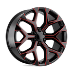 Load image into Gallery viewer, Performance Replicas PR176 GLOSS BLACK RED MILLED Wheel - image 1
