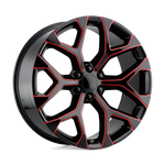 Load image into Gallery viewer, Performance Replicas PR176 GLOSS BLACK RED MILLED Wheel - image 2
