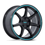 Load image into Gallery viewer, Rotiform RC208 BPU GLOSS BLACK W/ TEAL STRIPE Wheel - image 1
