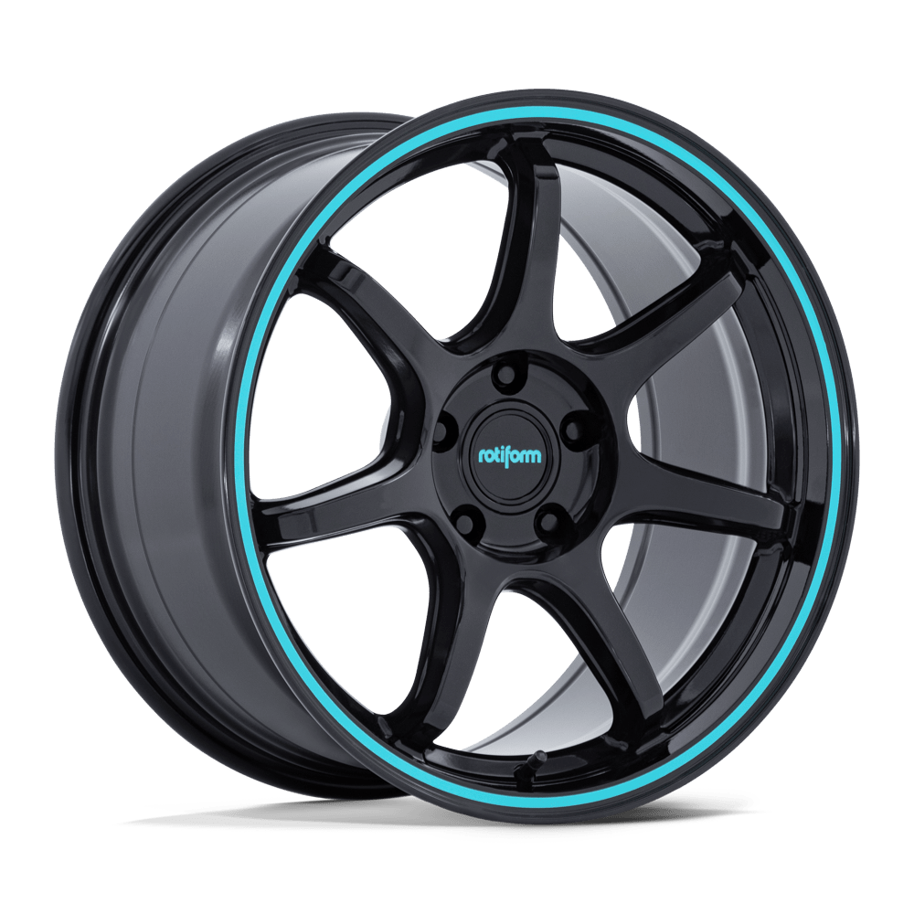 Rotiform RC208 BPU GLOSS BLACK W/ TEAL STRIPE Wheel - image 2