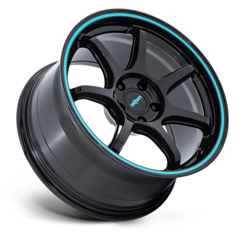 Rotiform RC208 BPU GLOSS BLACK W/ TEAL STRIPE Wheel - image 3