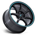 Load image into Gallery viewer, Rotiform RC208 BPU GLOSS BLACK W/ TEAL STRIPE Wheel - image 3
