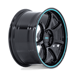 Load image into Gallery viewer, Rotiform RC208 BPU GLOSS BLACK W/ TEAL STRIPE Wheel - image 4

