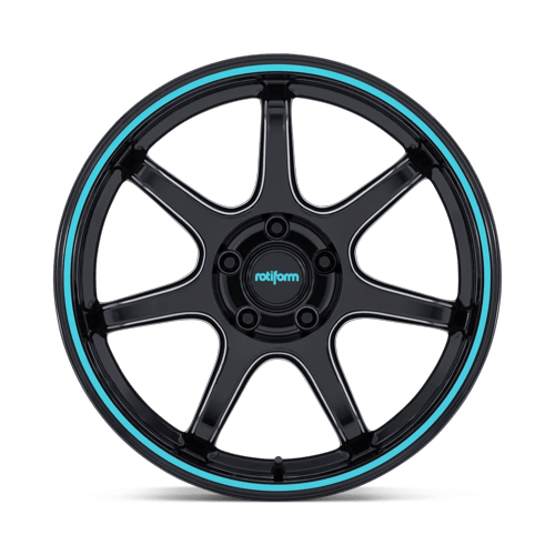 Rotiform RC208 BPU GLOSS BLACK W/ TEAL STRIPE Wheel - image 5