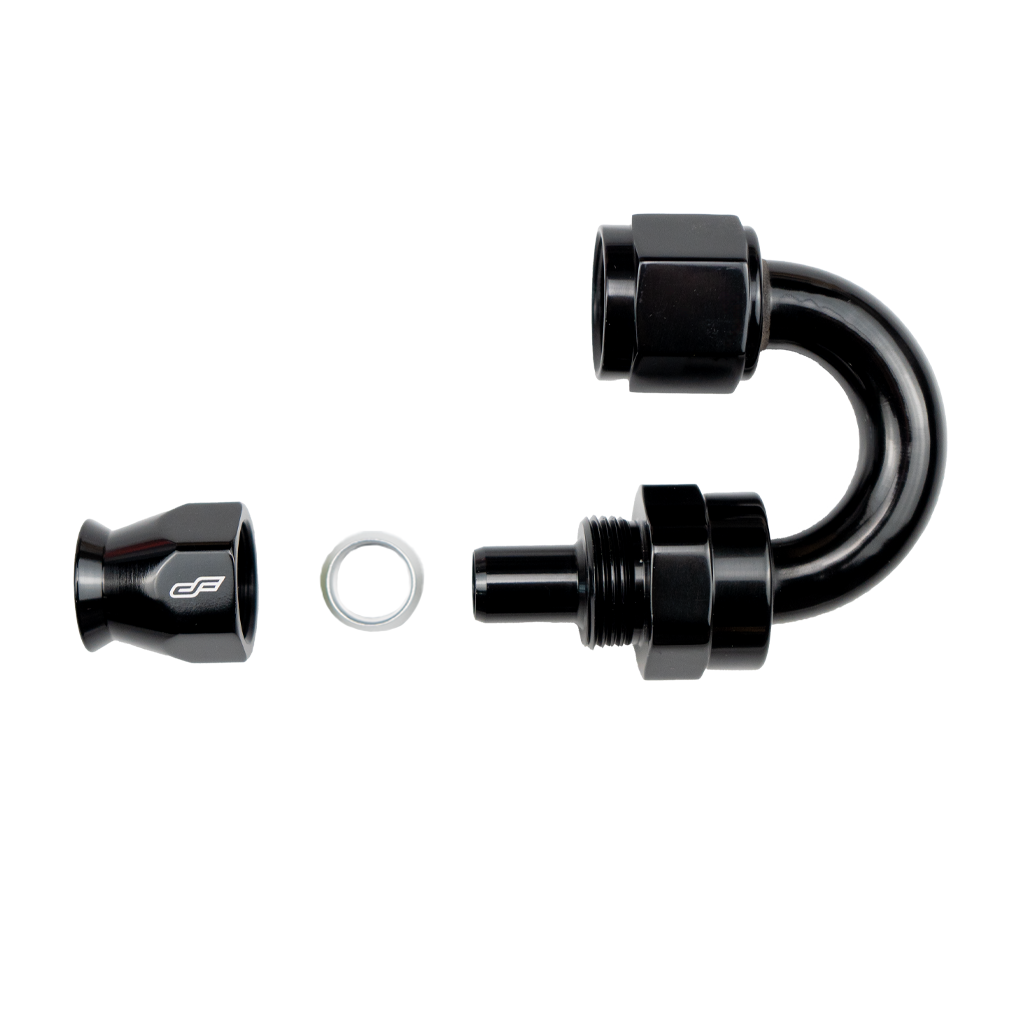-6 AN 180 Degree Female Aluminum Hose End (PTFE)
