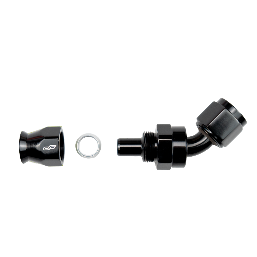 -10 AN 45 Degree Female Aluminum Hose End (PTFE)