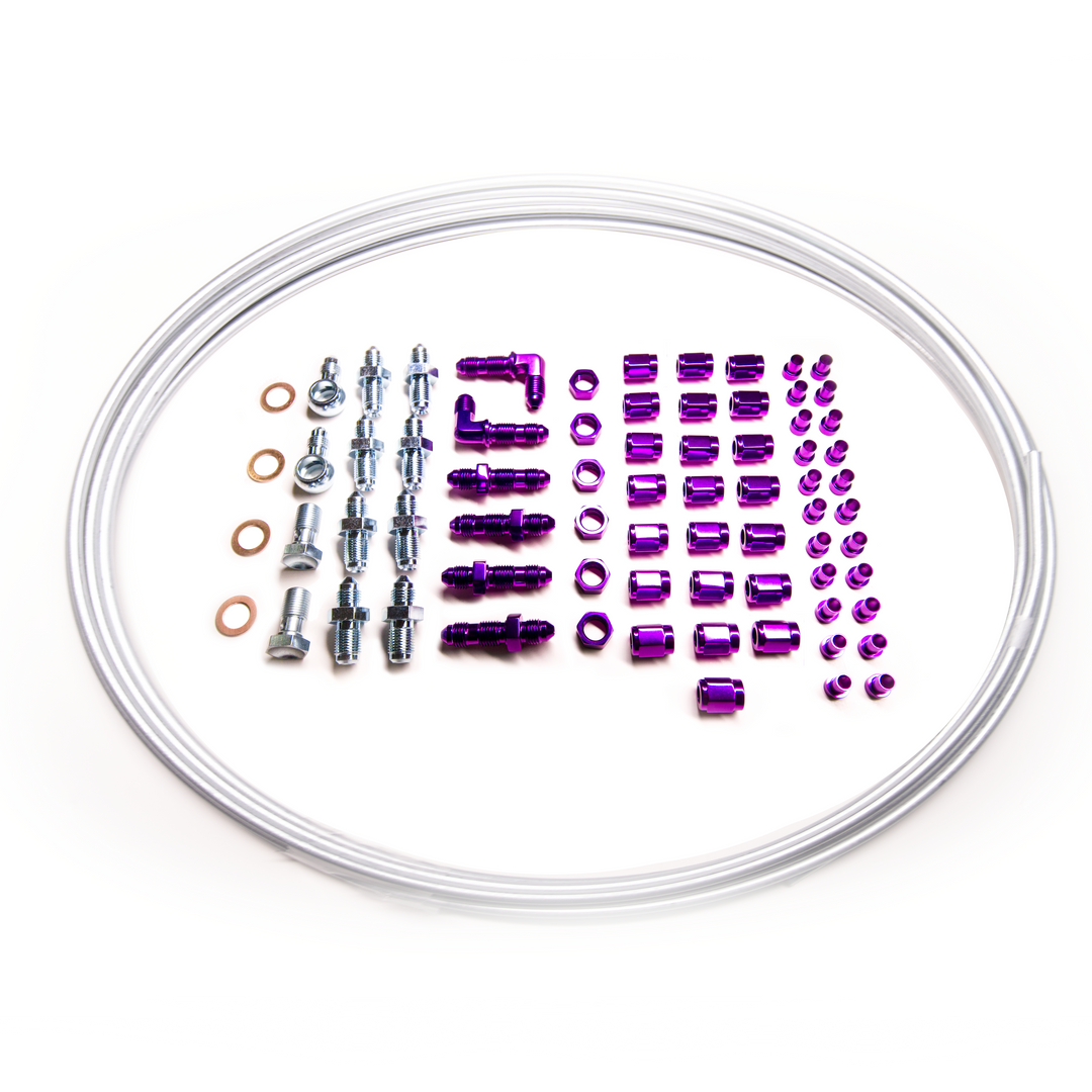 ColorFittings Brake Line Tuck Kit w/ Banjo Bolts and line for Honda Civic / Acura Integra