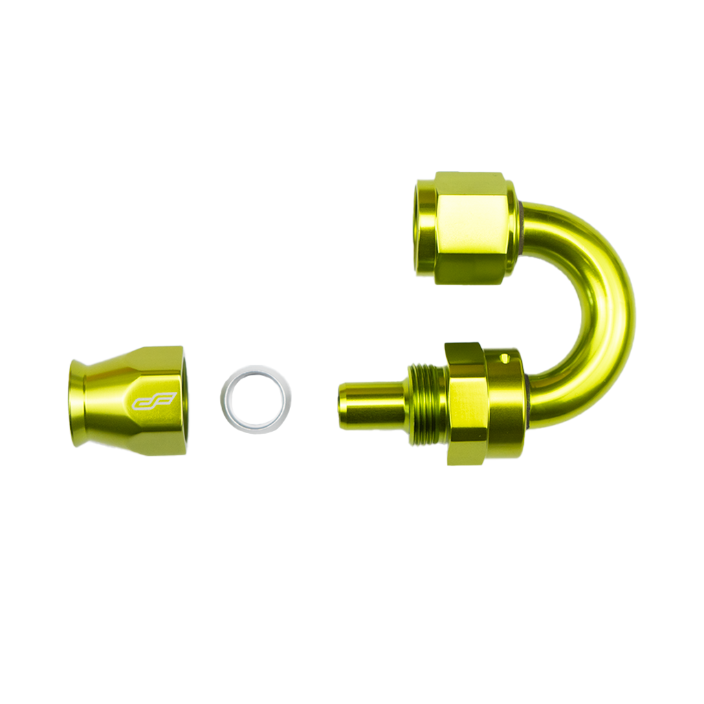 -8 AN 180 Degree Female Aluminum Hose End (PTFE)
