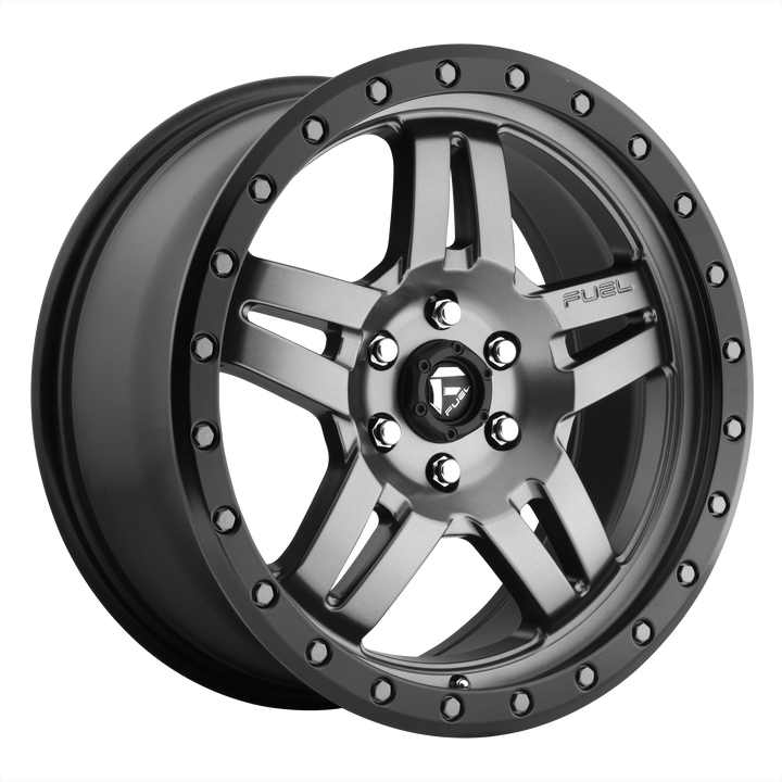 Fuel d558 anza matte gunmetal black bead ring wheel   image 1