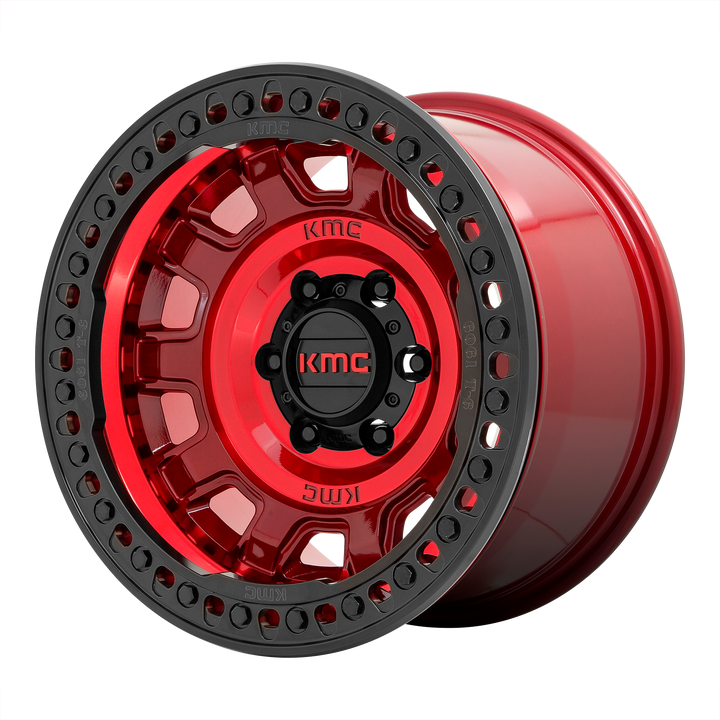 Kmc km236 tank beadlock candy red wheel   image 1