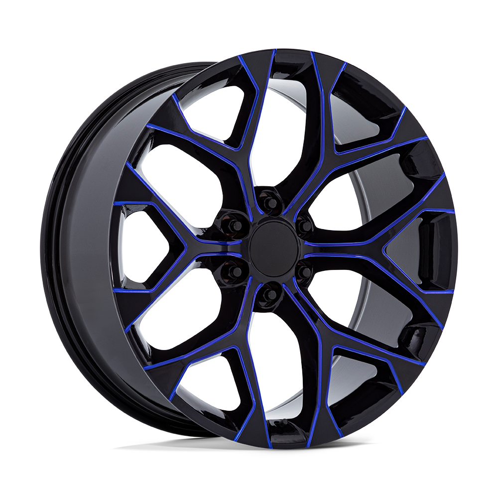 Performance Replicas PR176 GLOSS BLACK MACHINED BLUE MILL Wheel - image 1