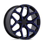 Load image into Gallery viewer, Performance Replicas PR176 GLOSS BLACK MACHINED BLUE MILL Wheel - image 1
