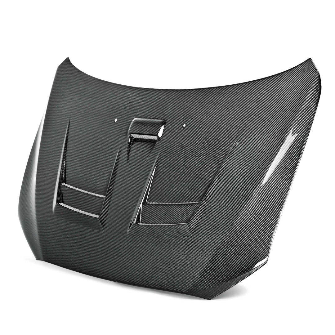 Seibon DV-Style Carbon Fiber hood for 2008-2015 Mitsubishi Lancer EVO X - image 1