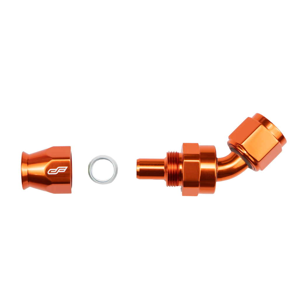 -10 AN 45 Degree Female Aluminum Hose End (PTFE)