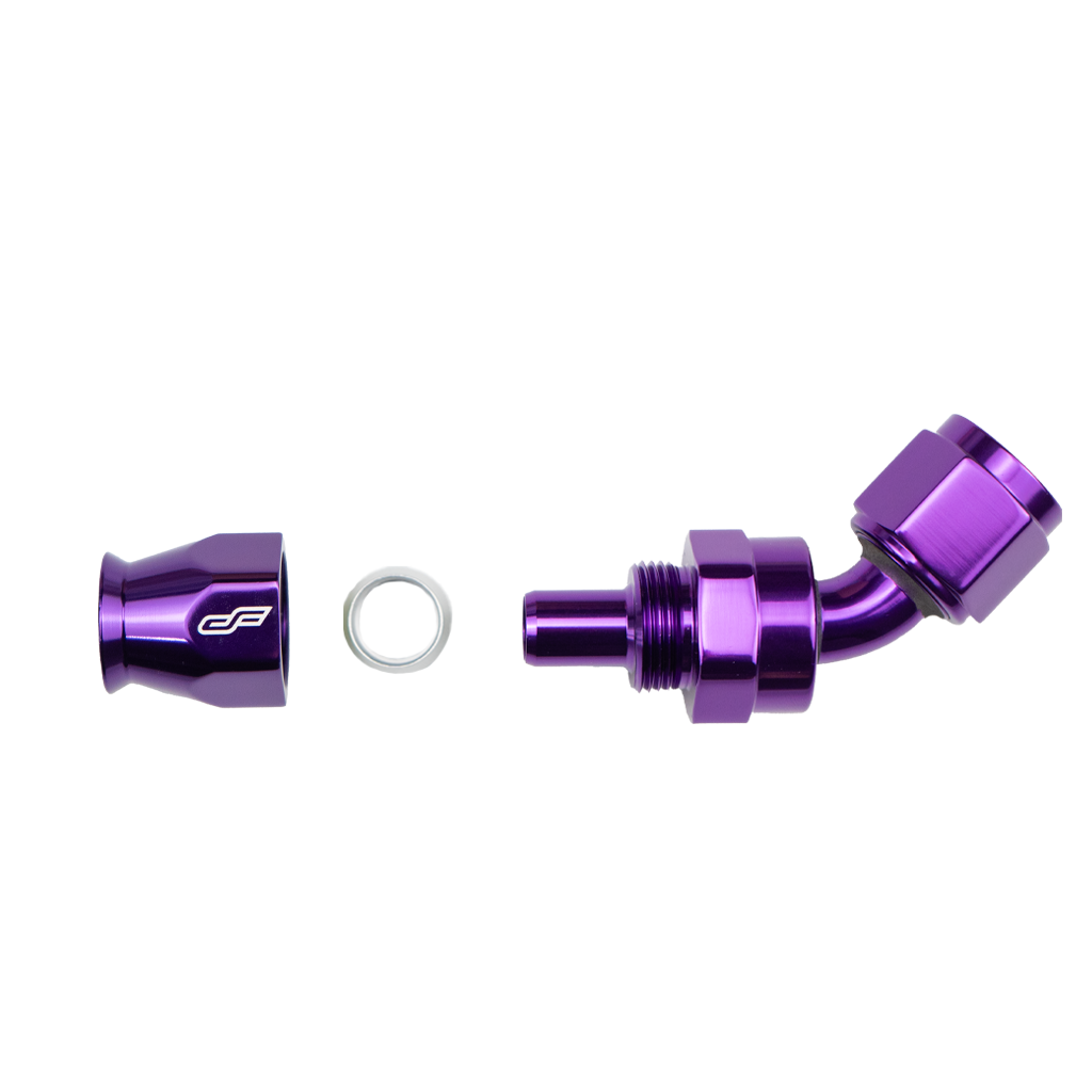 -10 AN 45 Degree Female Aluminum Hose End (PTFE)