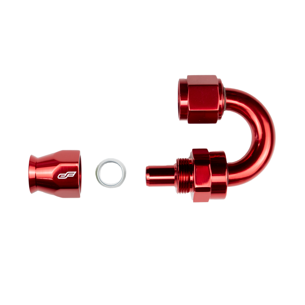 -4 AN 180 Degree Female Aluminum Hose End (PTFE)