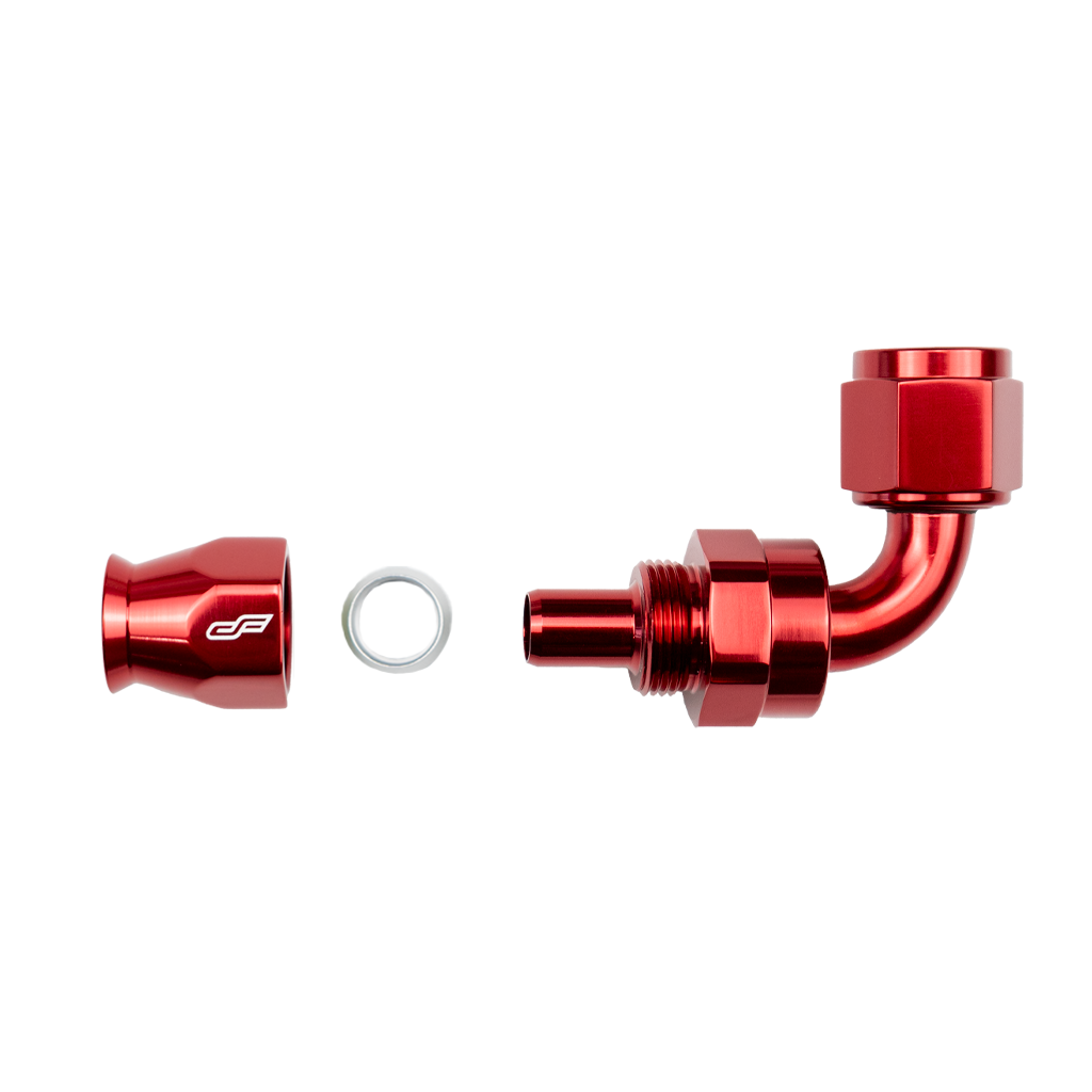 -6 AN 90 Degree Female Aluminum Hose End (PTFE)