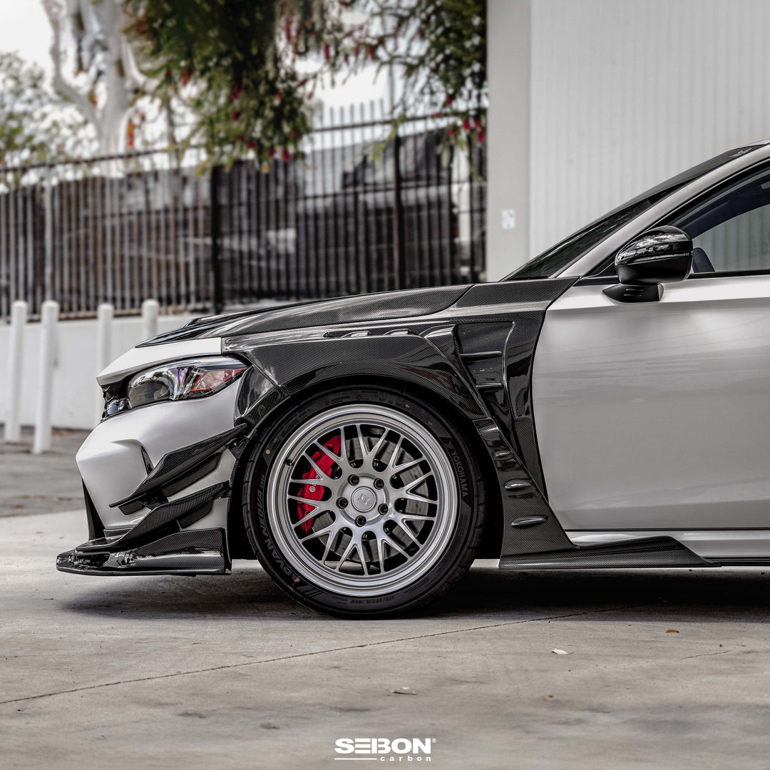 Seibon MB-Style Carbon Fiber Front Side Skirt Extensions for 2023-2026 Honda Civic Type R - image 5