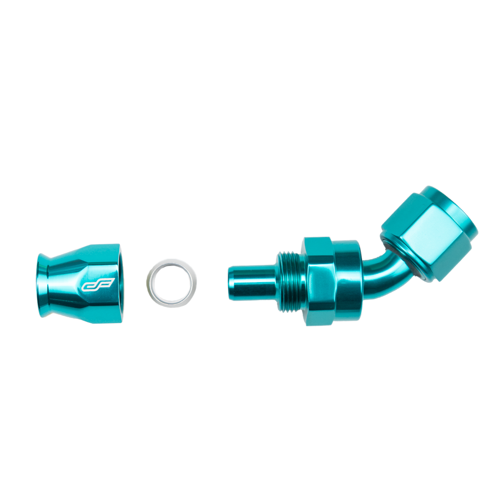 -4 AN 45 Degree Female Aluminum Hose End (PTFE)