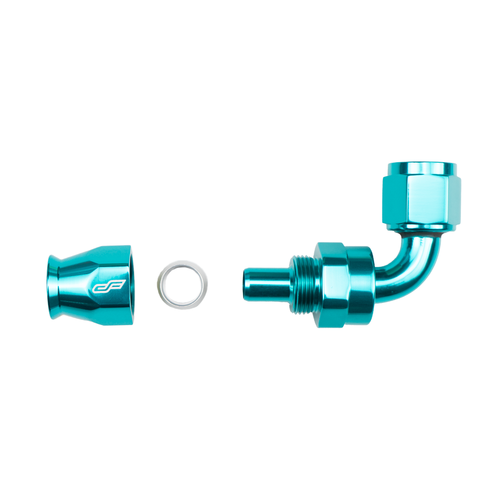-6 AN 90 Degree Female Aluminum Hose End (PTFE)